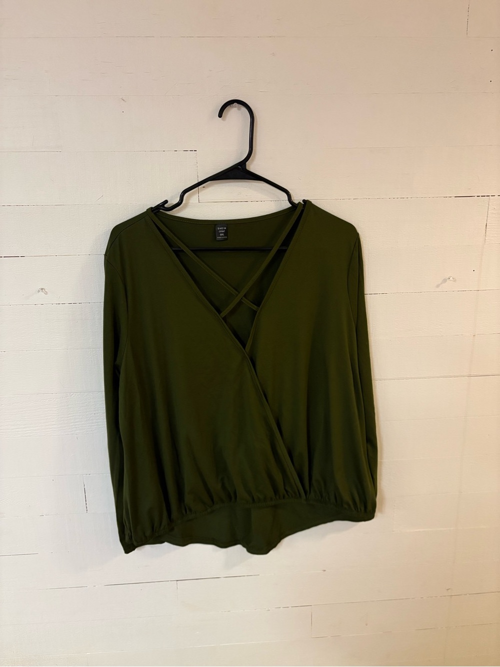 SHEIN Curve Olive Green Surplice Crisscross Blouse 0XL